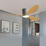 Modern Flush Mount  Wood Grain Blades Ceiling Fan Light Image - 9