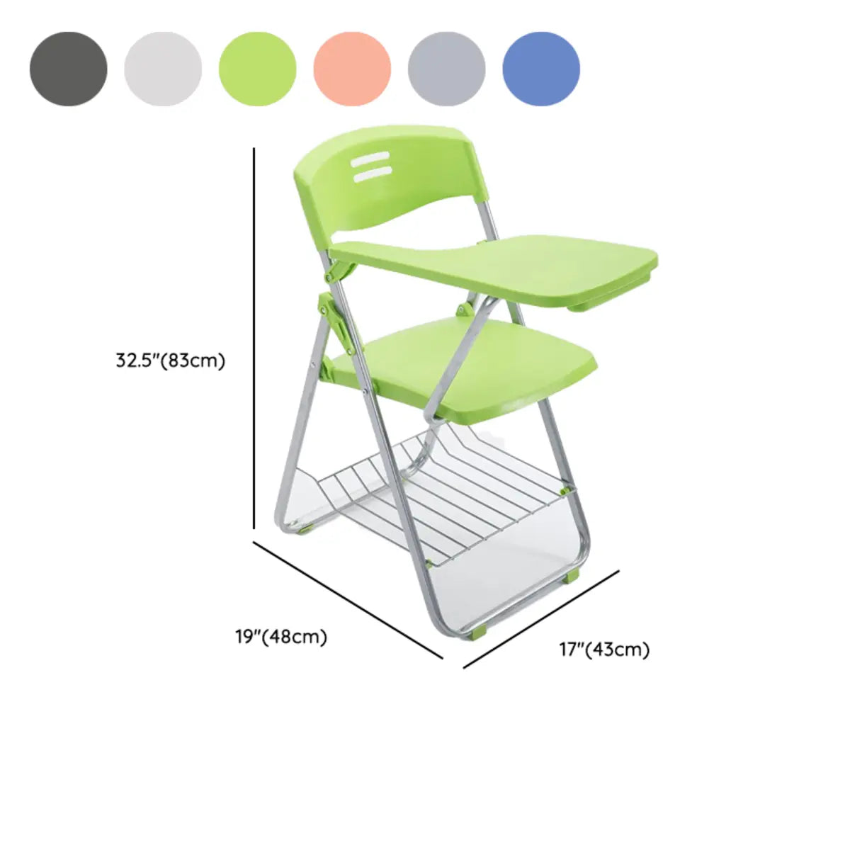 Modern Foldable Conference Black Polymer Office Chair 