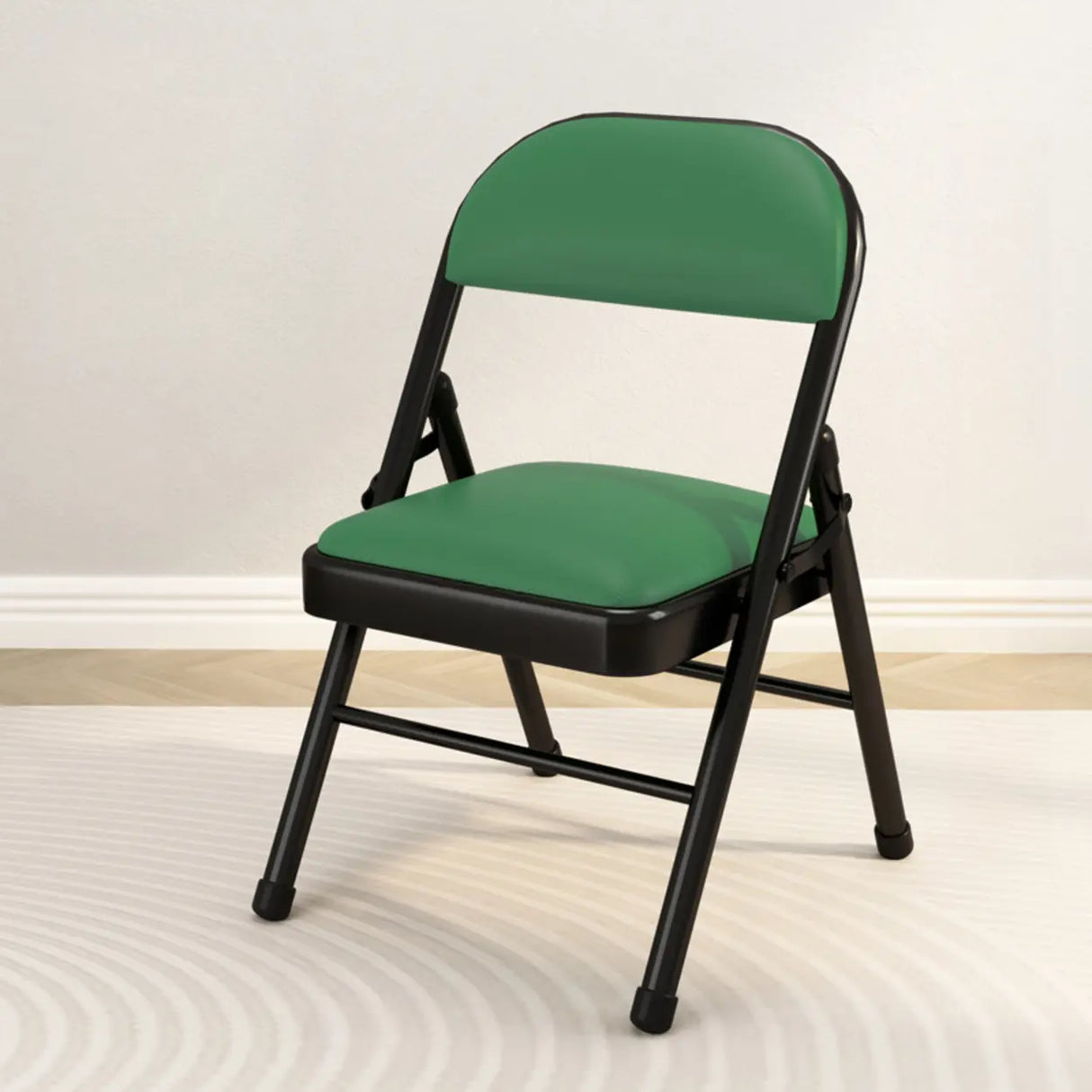 Modern Foldable Faux Leather Black Compact Office Chair Image - 17