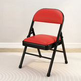 Modern Foldable Faux Leather Black Compact Office Chair Image - 18