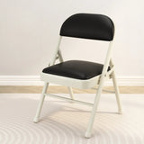 Modern Foldable Faux Leather Black Compact Office Chair Image - 21