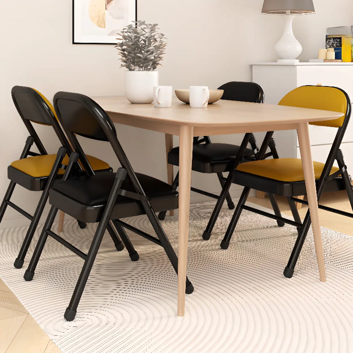 Modern Foldable Faux Leather Black Compact Office Chair Image - 3
