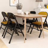 Modern Foldable Faux Leather Black Compact Office Chair Image - 3