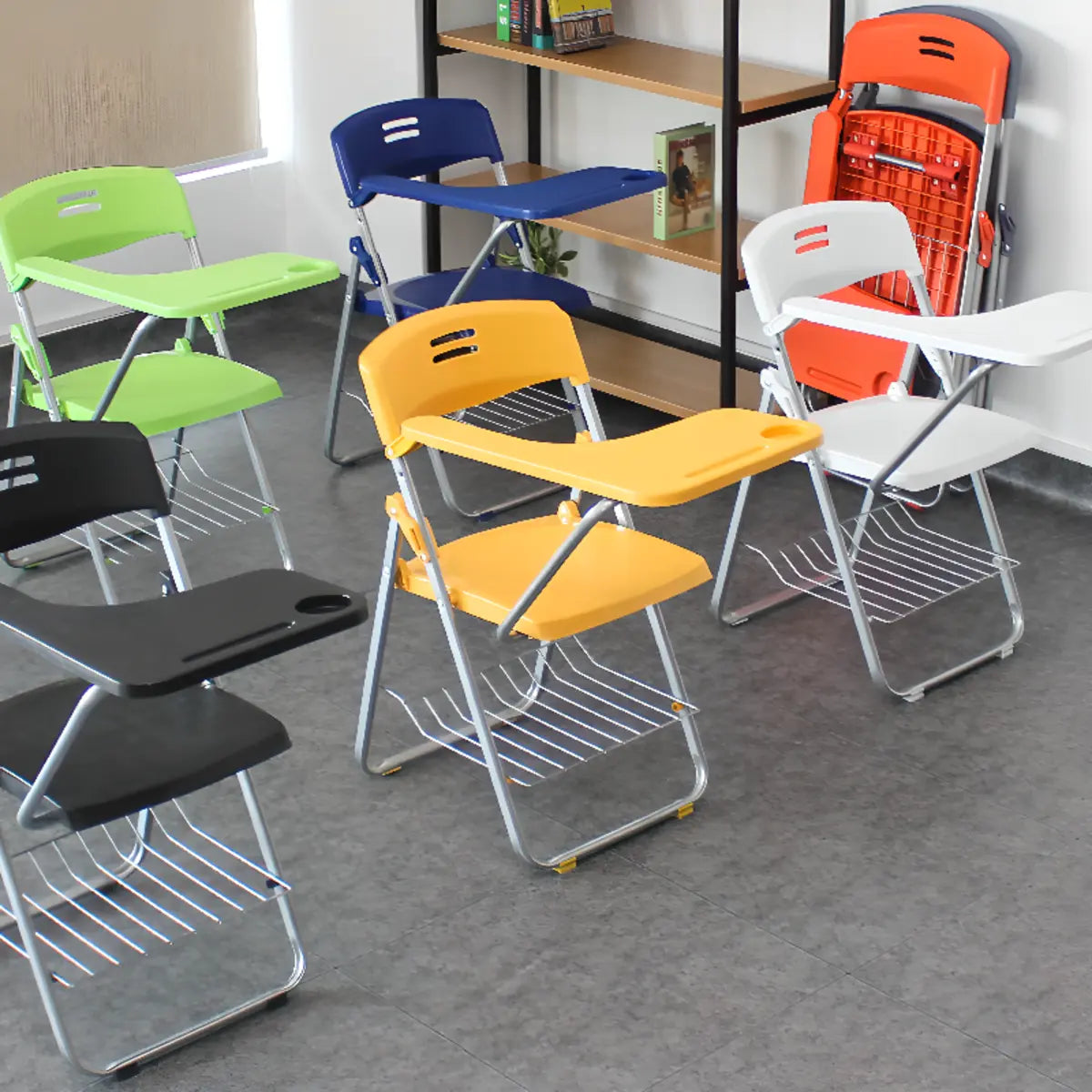 Modern Foldable Plexiglass Office Chairs Multi Color Image - 3