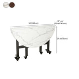 Modern Foldable White Marble Dining Table on Wheels Image - 11