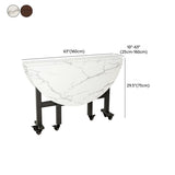 Modern Foldable White Marble Dining Table on Wheels Image - 13