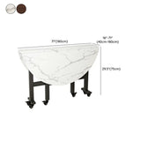 Modern Foldable White Marble Dining Table on Wheels Image - 14