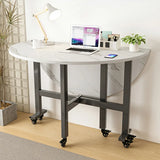 Modern Foldable White Marble Dining Table on Wheels Image - 17