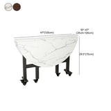 Modern Foldable White Marble Dining Table on Wheels Image - 9