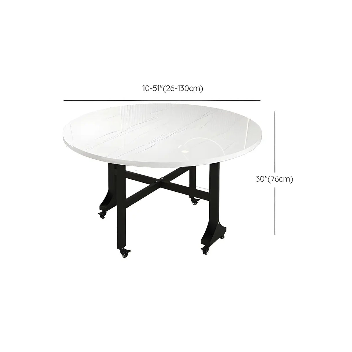 Modern Folding Oval Marble Top Dining Table White 