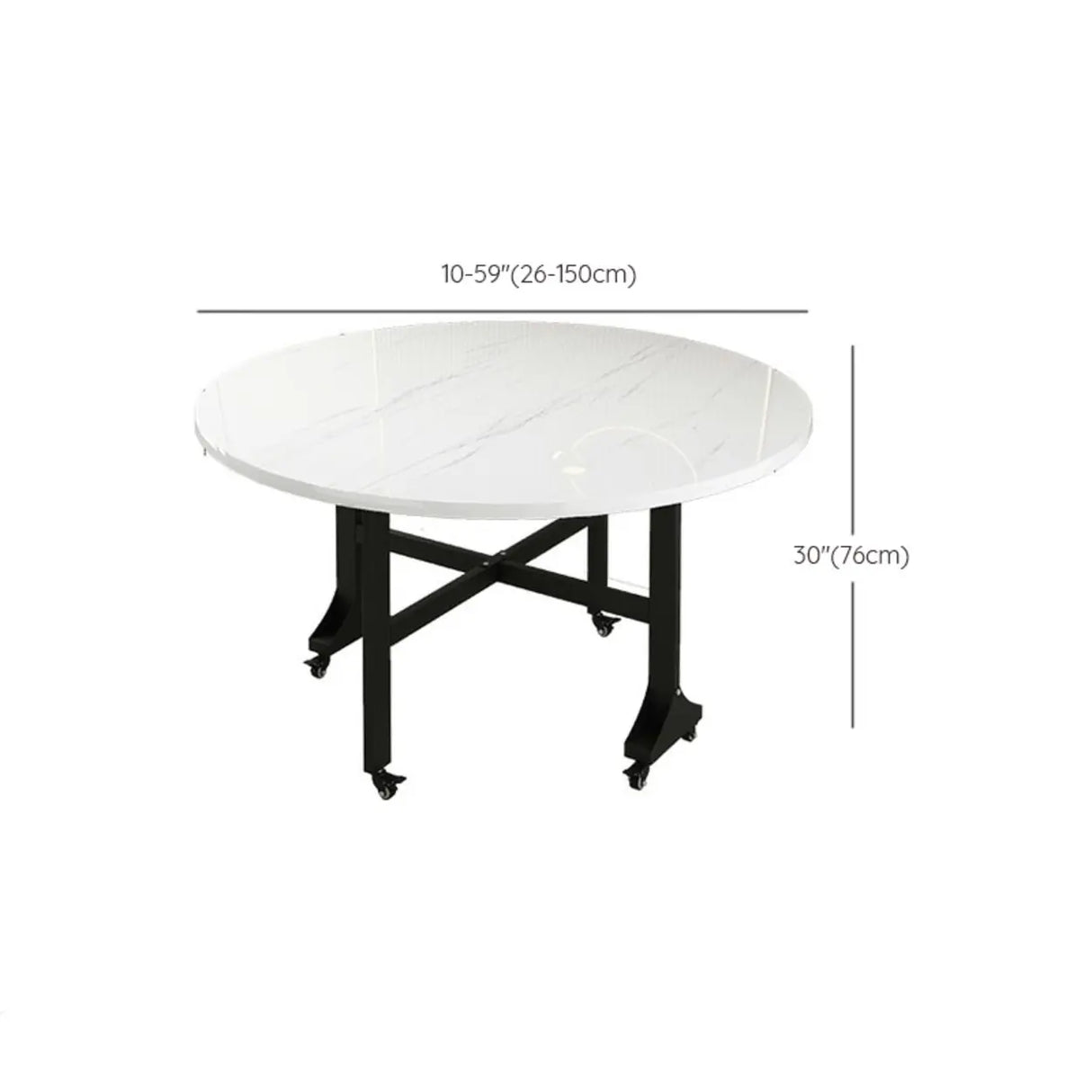 Modern Folding Oval Marble Top Dining Table White Image - 12
