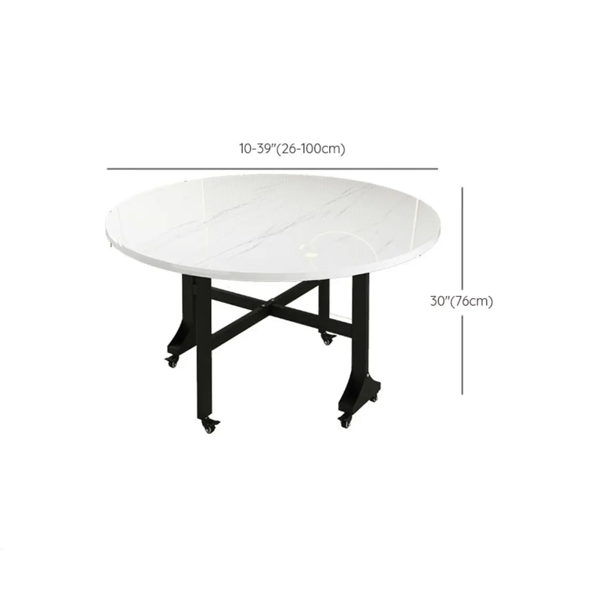 Modern Folding Oval Marble Top Dining Table White Image - 14