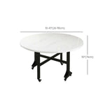 Modern Folding Oval Marble Top Dining Table White Image - 15