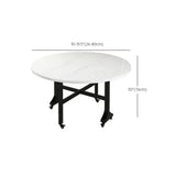 Modern Folding Oval Marble Top Dining Table White Image - 16