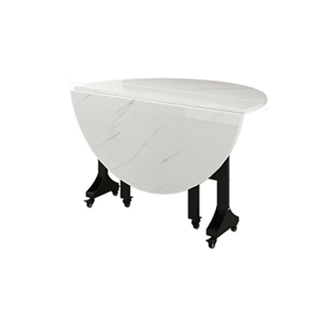 Modern Folding Oval Marble Top Dining Table White Image - 6