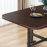 Modern Folding Rectangular Wood Metal Dining Table Black Image - 9