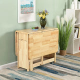 Modern Folding Storage Rectangle Rubberwood Dining Table Image - 11