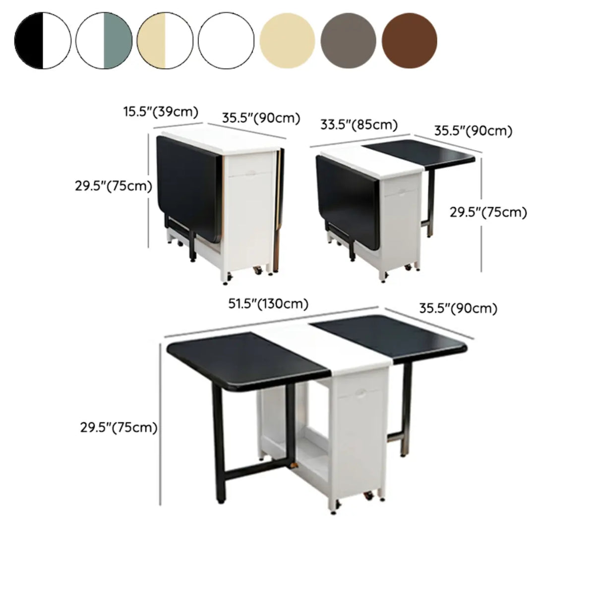 Modern Folding Storage Rectangle Rubberwood Dining Table 