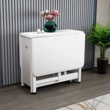 Modern Folding Storage Rectangle Rubberwood Dining Table Image - 2