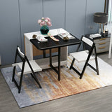 Modern Folding Storage Rectangle Rubberwood Dining Table Image - 4