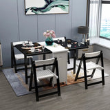 Modern Folding Storage Rectangle Rubberwood Dining Table Image - 6