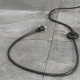 Modern Foot Switch Fabric Cone Arc Floor Lamp with Wood Table Image - 6