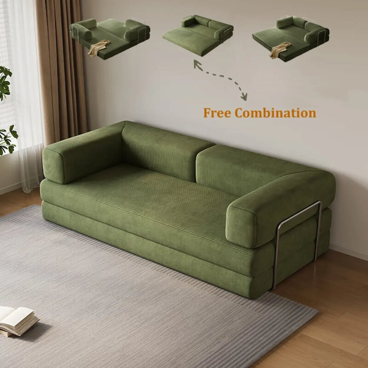 Modern Frameless Corduroy Compressed Modular Sofa in a Box Image - 5