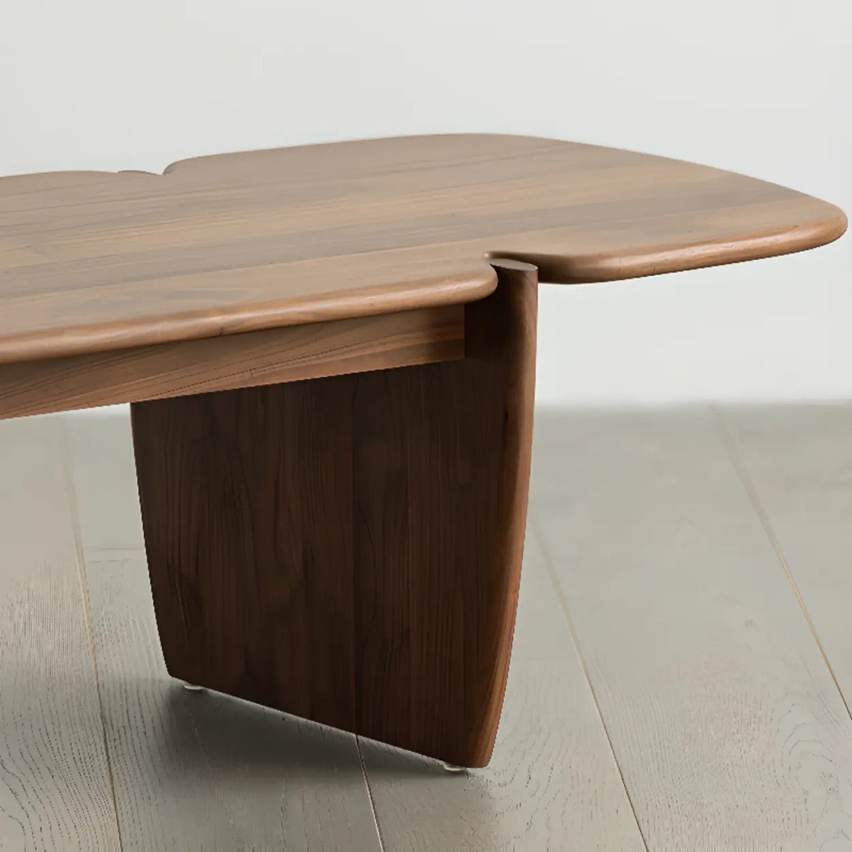 Modern Free Form Brown Wood Low Profile Coffee Table Image - 3