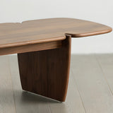 Modern Free Form Brown Wood Low Profile Coffee Table Image - 3