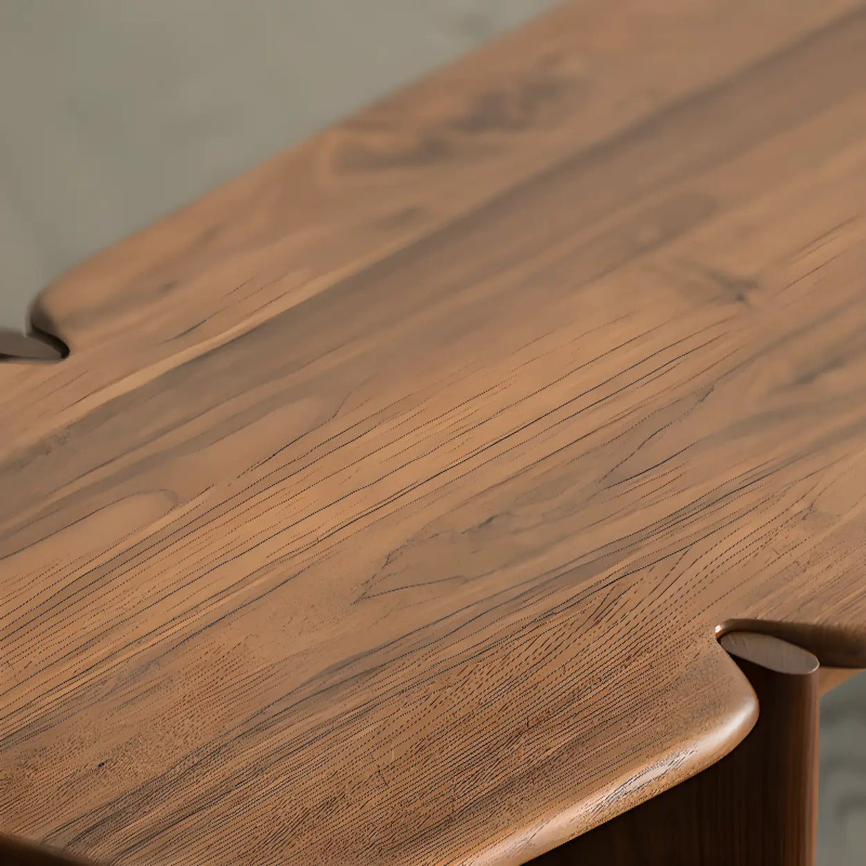 Modern Free Form Brown Wood Low Profile Coffee Table Image - 4
