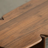 Modern Free Form Brown Wood Low Profile Coffee Table Image - 4