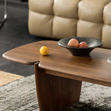 Modern Free Form Brown Wood Low Profile Coffee Table Image - 5