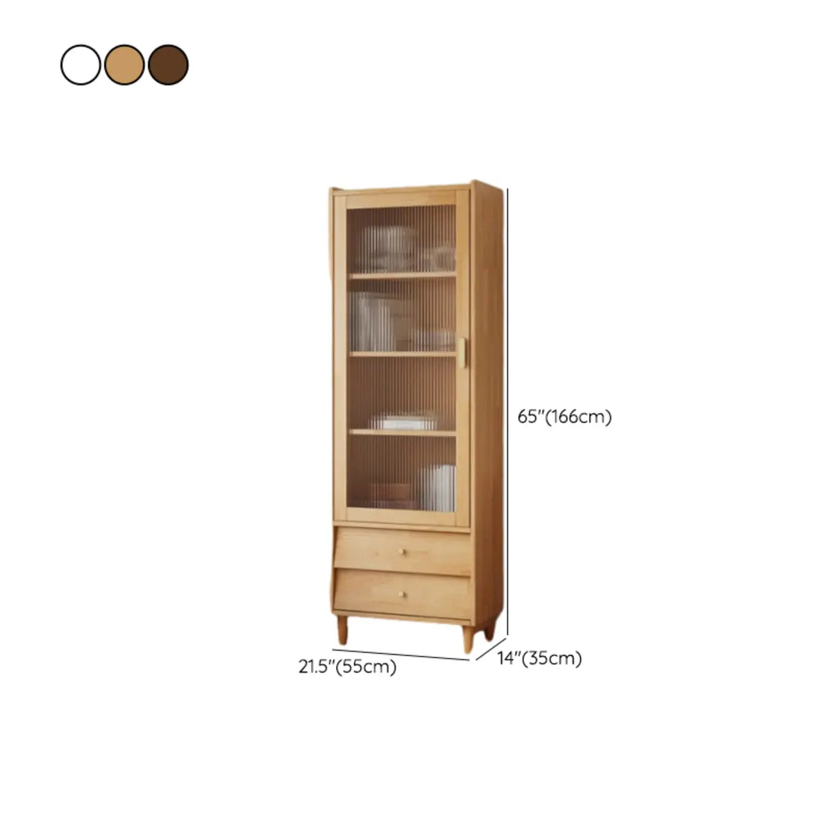 Modern French White Cabinet Tall Glass Doors Bookcase 