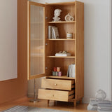 Modern French White Cabinet Tall Glass Doors Bookcase Image - 2