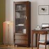 Modern French White Cabinet Tall Glass Doors Bookcase Image - 3