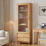 Modern French White Cabinet Tall Glass Doors Bookcase Image - 4