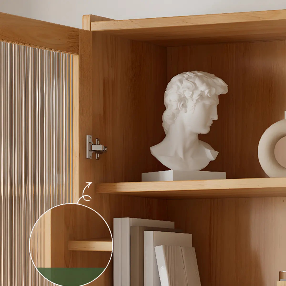 Modern French White Cabinet Tall Glass Doors Bookcase Image - 5