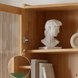 Modern French White Cabinet Tall Glass Doors Bookcase Image - 5