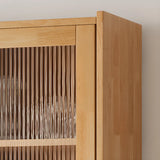 Modern French White Cabinet Tall Glass Doors Bookcase Image - 9