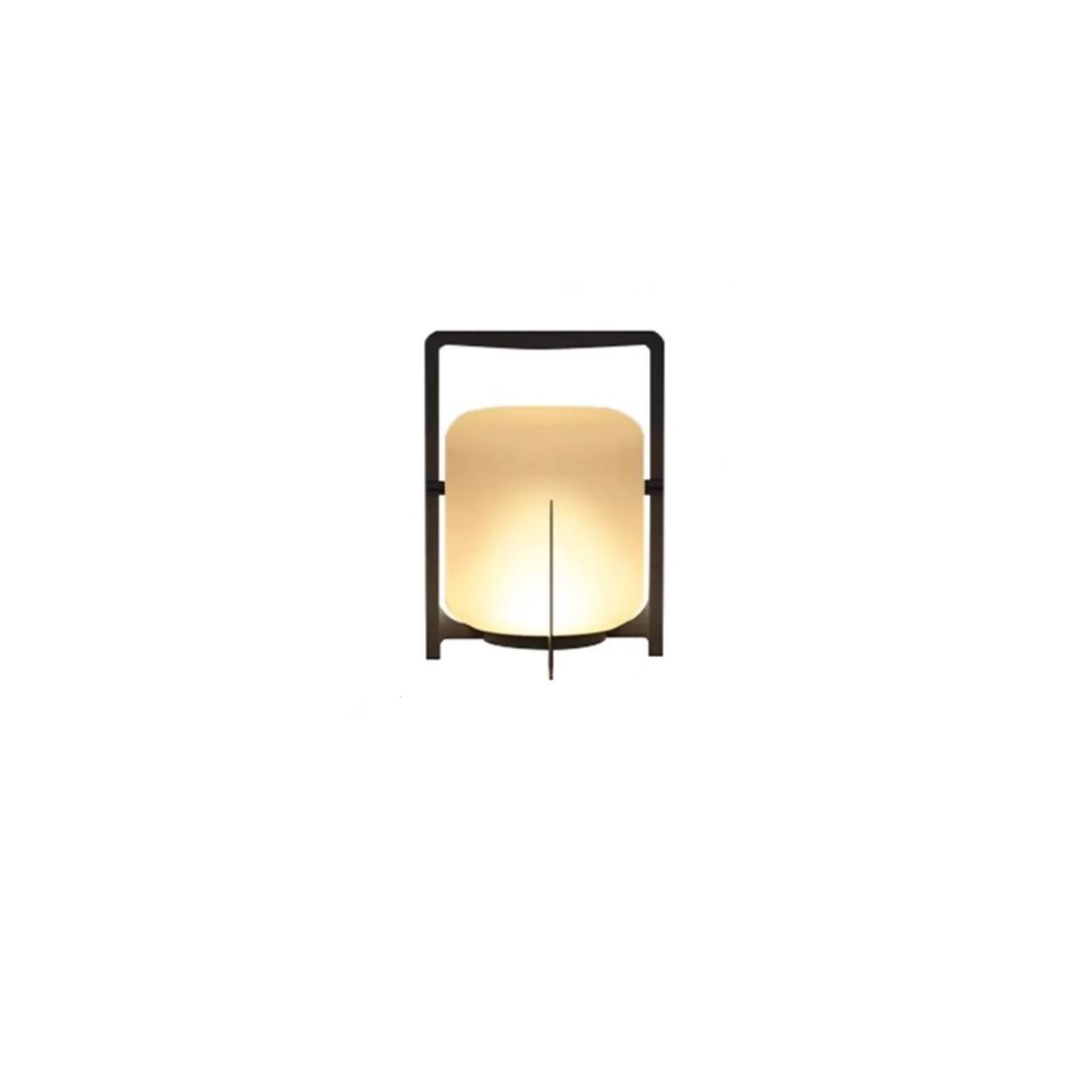 Modern Frosted Glass Cylinder Outdoor Table Lamp Image - 2