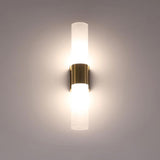 Modern Frosted Glass Gold Vertical Vanity Light Image - 8