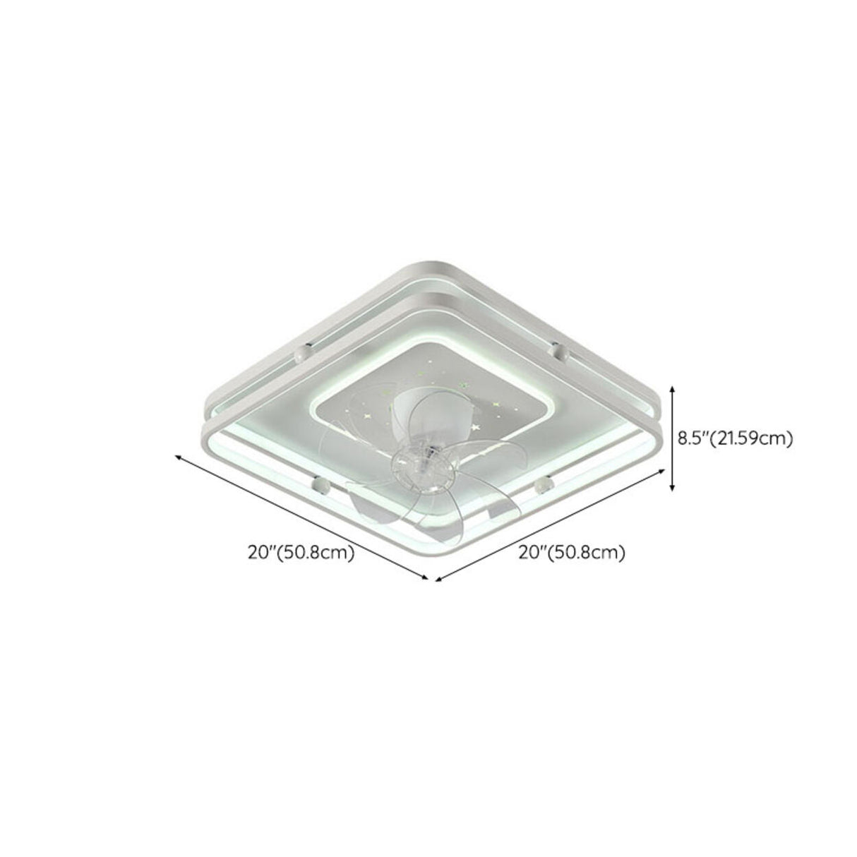 Modern Geometric Flush Mount Ceiling Fan with LED Light 