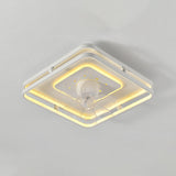 Modern Geometric Flush Mount Ceiling Fan with LED Light Image - 7