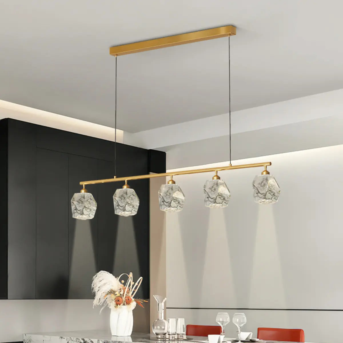 Stylish Gold Geometric Pendant Light Kitchen Island Image - 3