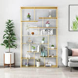 Modern Geometric Metal Gold Etagere Display Bookcase Image - 4