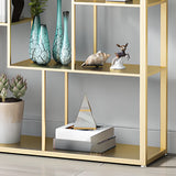 Modern Geometric Metal Gold Etagere Display Bookcase Image - 7