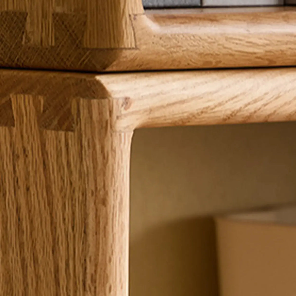 Modern Geometric Natural Wood Frame Open Back Bookcase Image - 3