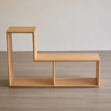 Modern Geometric Natural Wood Frame Open Back Bookcase Image - 4