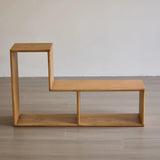 Modern Geometric Natural Wood Frame Open Back Bookcase Image - 5