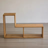 Modern Geometric Natural Wood Frame Open Back Bookcase Image - 5